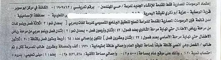 أرض ورخصة مدرسه فى مدينة الاسماعيليه طريق الزقازيق الرئيسي. من موقع دار